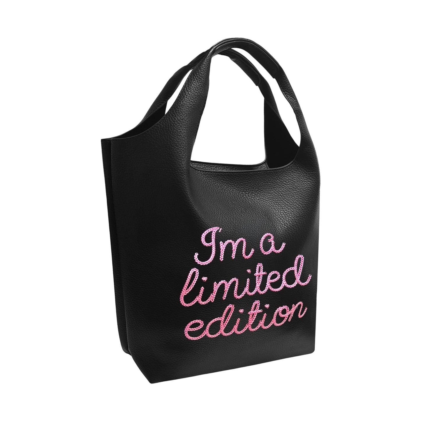 Lilly Loves LTD Edition Black Bucket Handbag with sleek design and durable handles, perfect for stylish accessorizing.