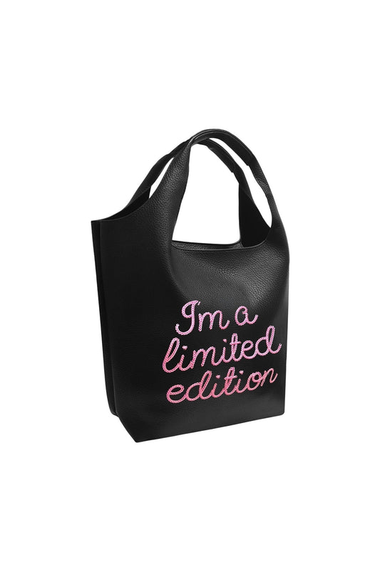 Lilly Loves LTD Edition Black Bucket Handbag with sleek design and durable handles, perfect for stylish accessorizing.