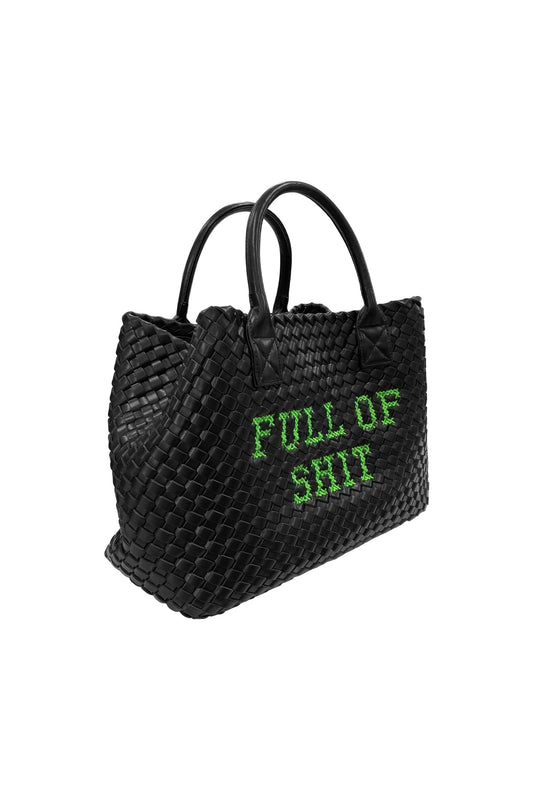 Vegan Full of Shit Green Handbag by Lilly Loves, stylish handbag with bold graphic design, made from eco-friendly vegan materials.