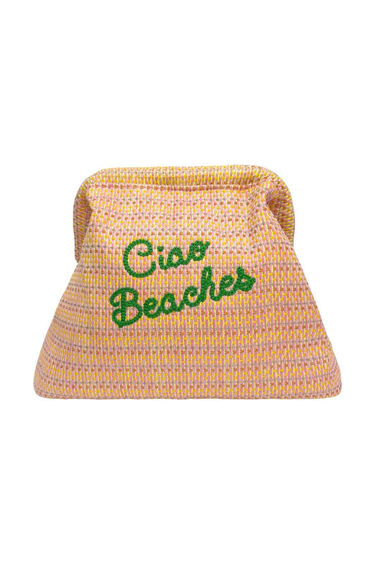 Lilly Loves Ciao Beaches pink clutch pouch with easy closure, stylish and compact accessory for essentials.