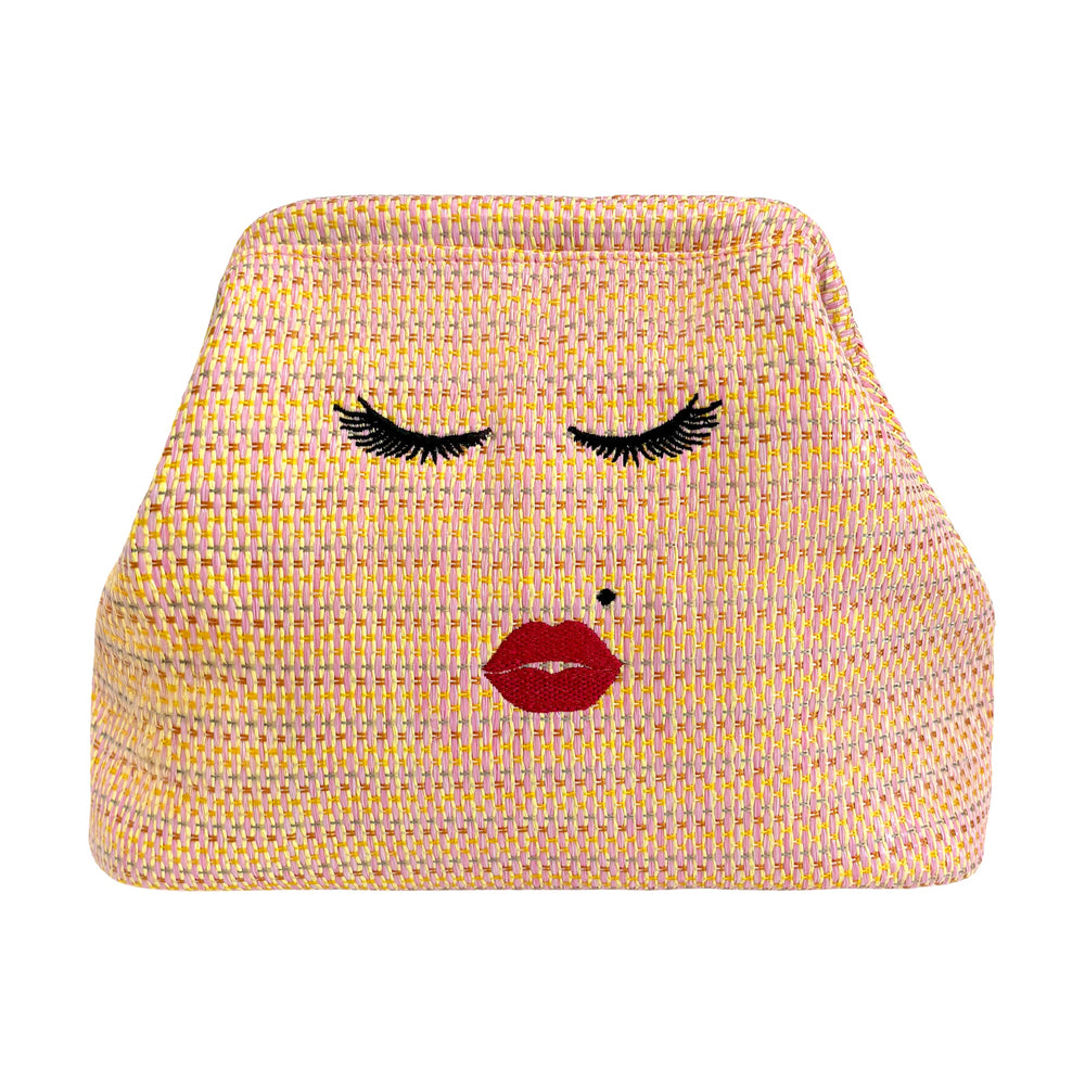Lady Pink beach clutch pouch by Lilly Loves featuring a stylish, compact design perfect for carrying essentials at the beach and into the evening