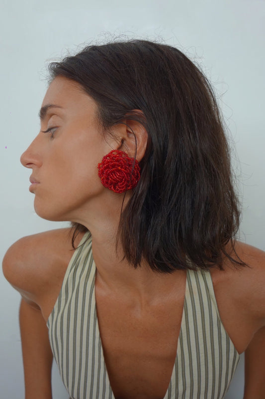ROSE EARRINGS RED
