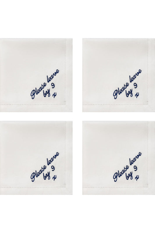 Please Leave by 9 Large Napins Navy | Set of 4