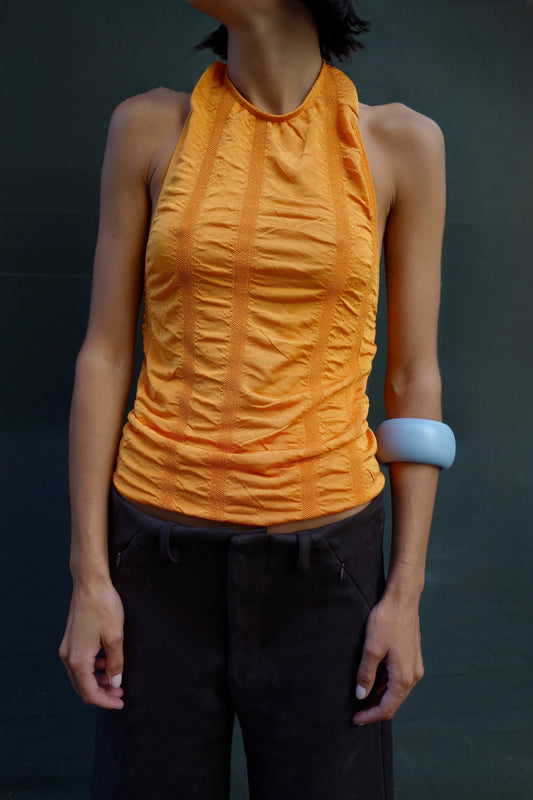 Leather Chunk Bracelet Blue