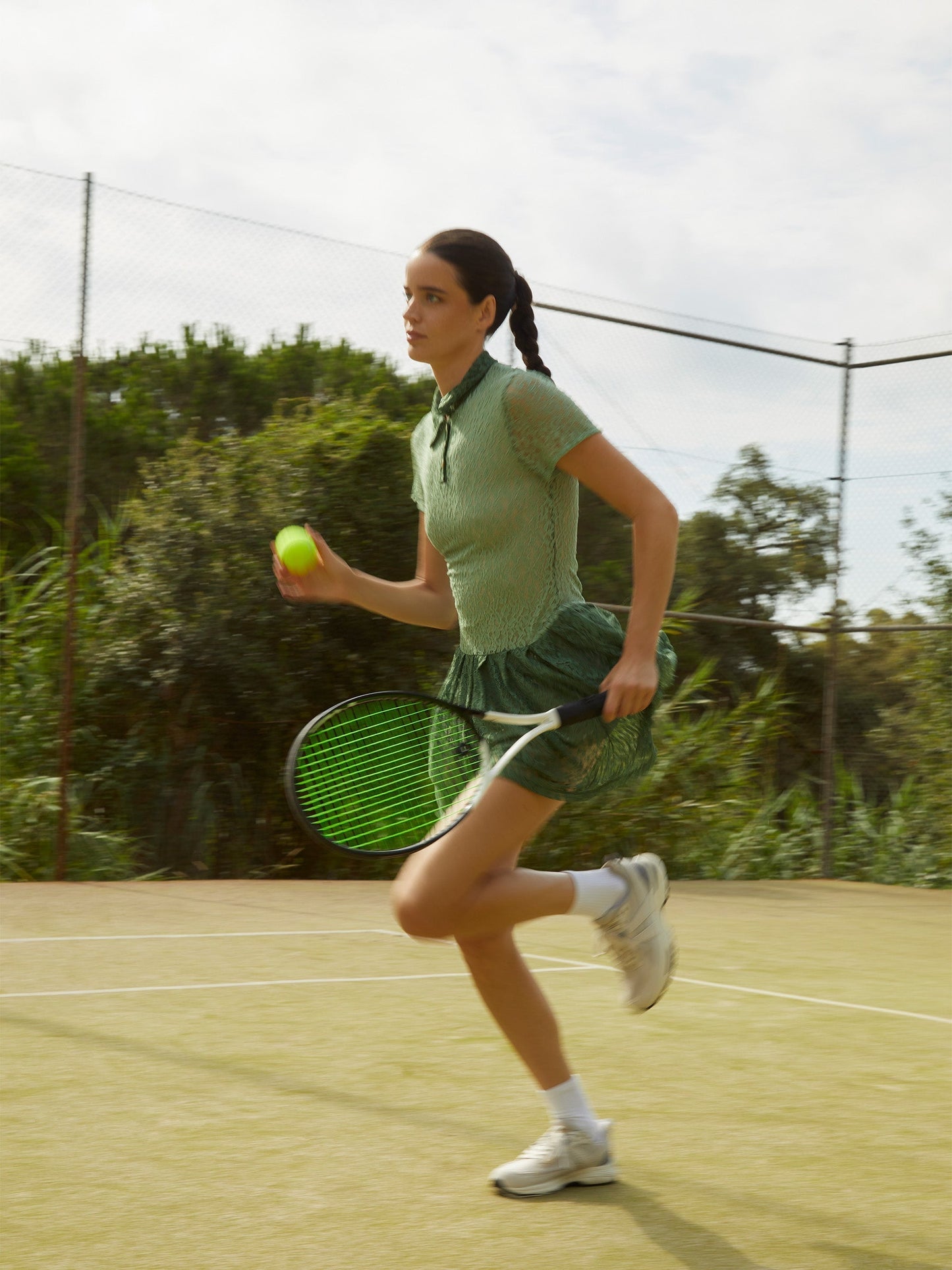 Ace Green Lace Mini Tennis Dress vestidos