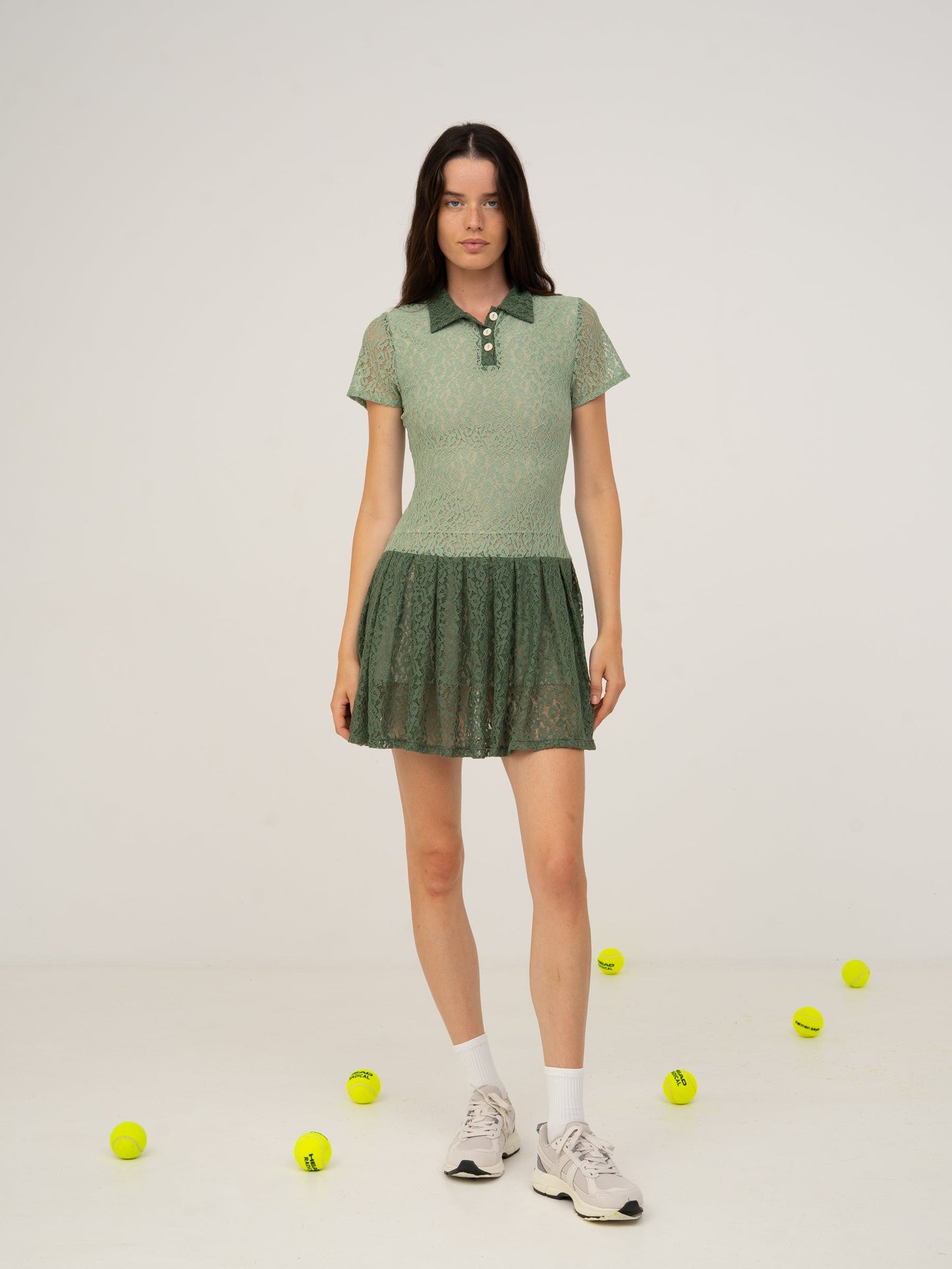 Ace Green Lace Mini Tennis Dress vestidos