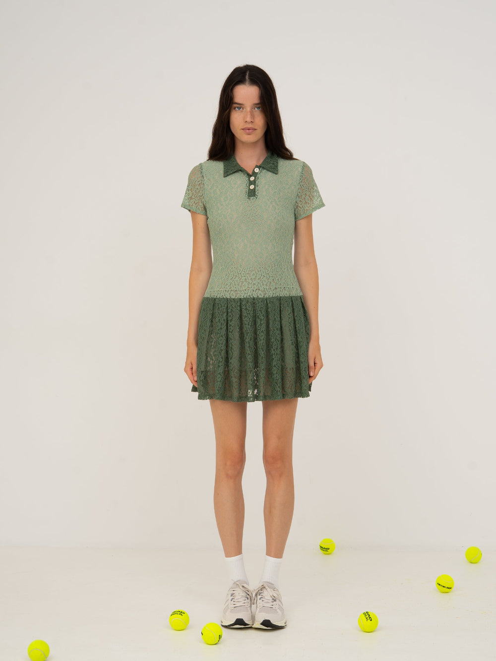 Ace Green Lace Mini Tennis Dress vestidos