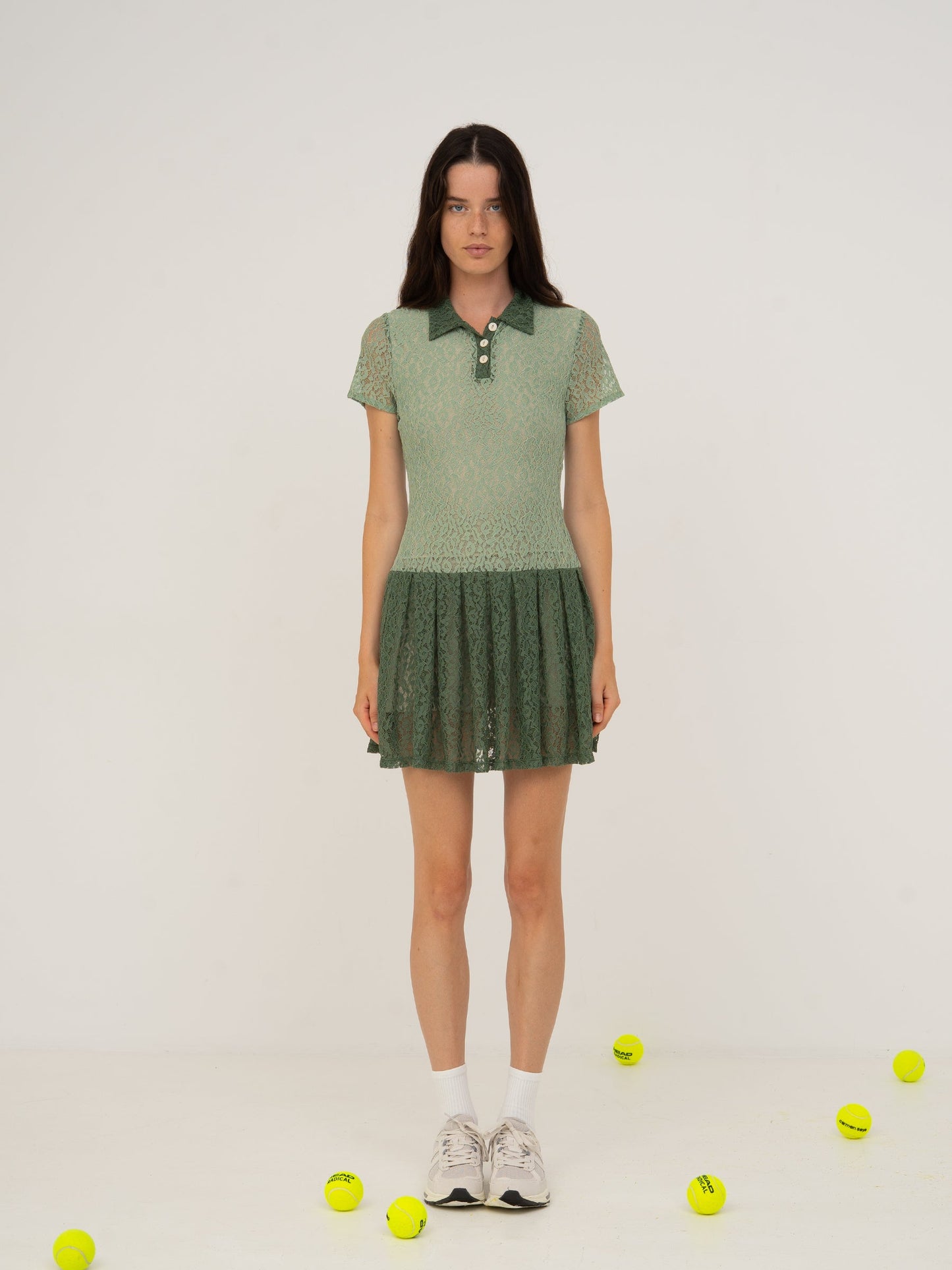 Ace Green Lace Mini Tennis Dress vestidos