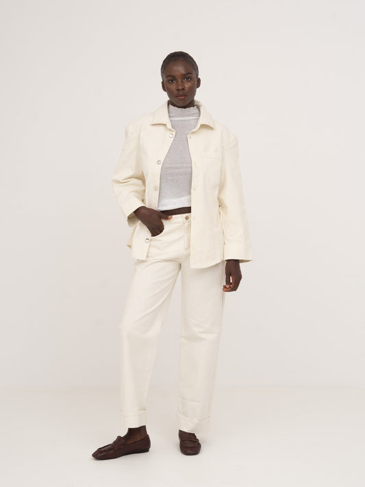 Agenda Cream Denim Trousers pantalones