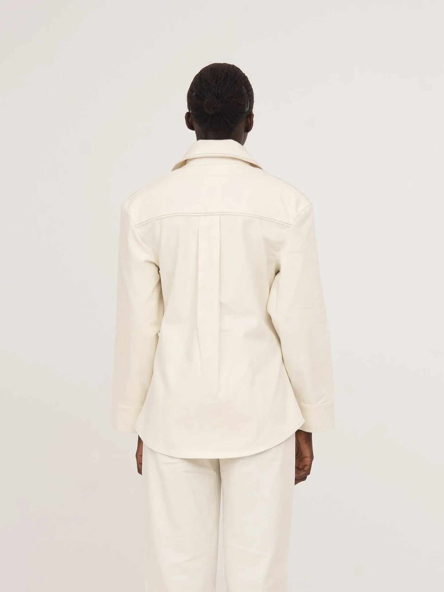 Agenda Cream Fitted Denim Over Shirt chaqueta