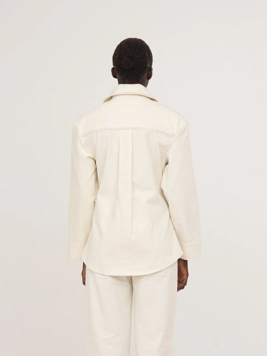 Agenda Cream Fitted Denim Over Shirt chaqueta