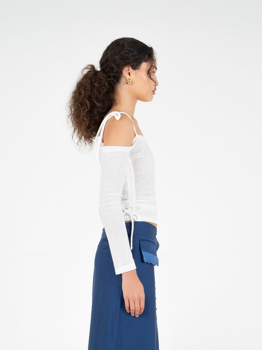 Airy White Fitted Top camisas y camisetas