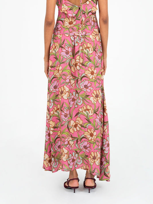 Amara Pink Floral Print Skirt falda