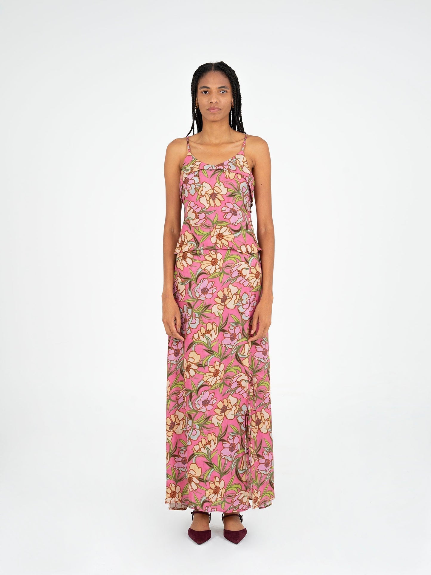 Amara Pink Floral Print Top camisas y camisetas