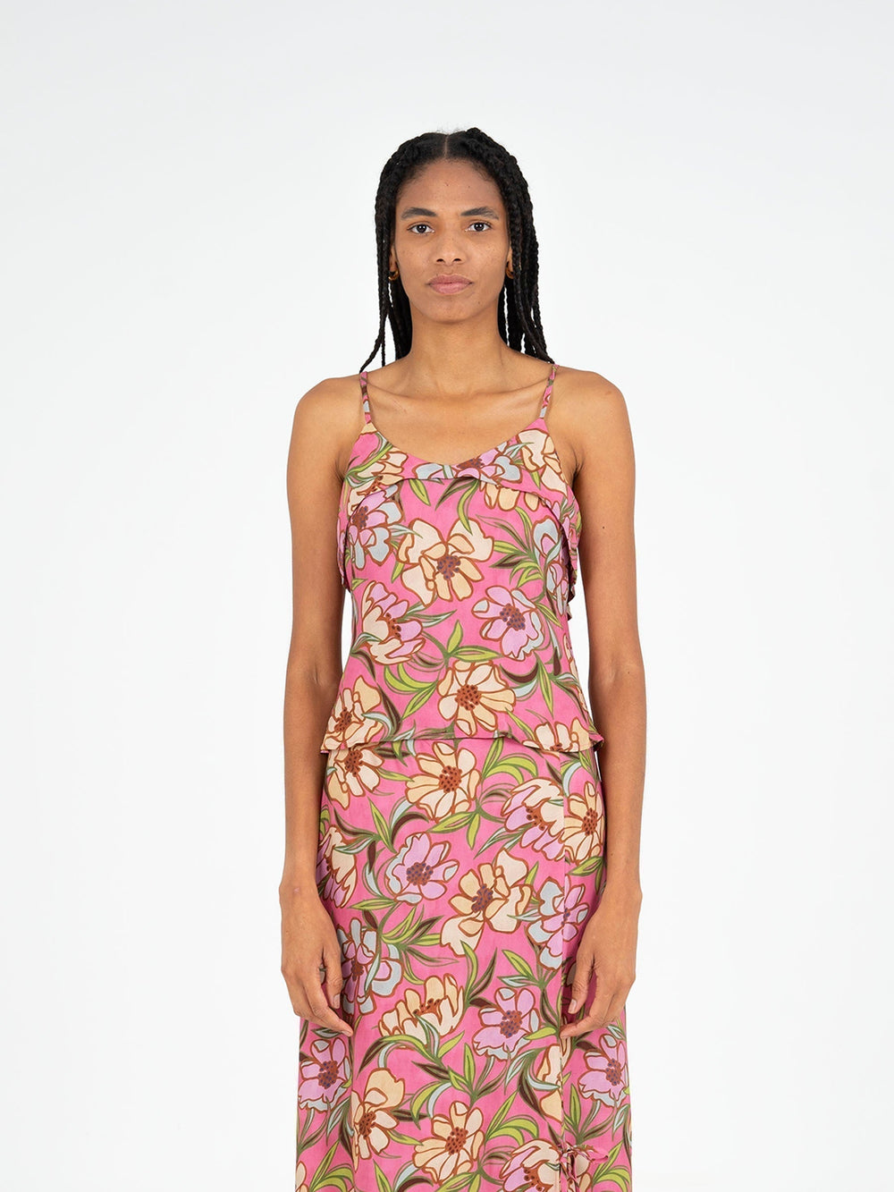 Amara Pink Floral Print Top camisas y camisetas