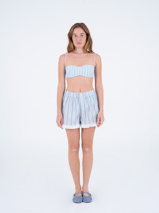 Aquatic Striped Print Shorts pantalones
