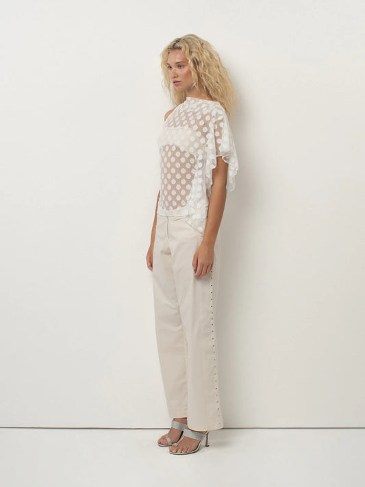 ZEHRA TOP - WHITE POLKA