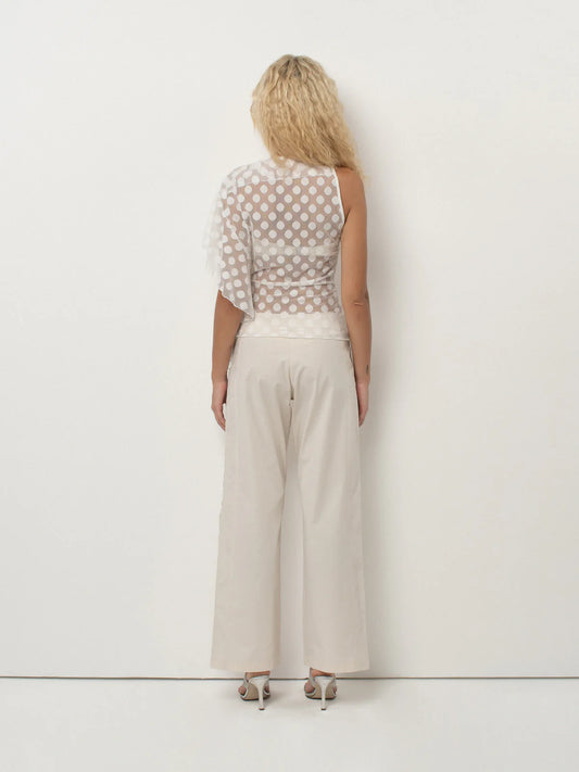 ZEHRA TOP - WHITE POLKA