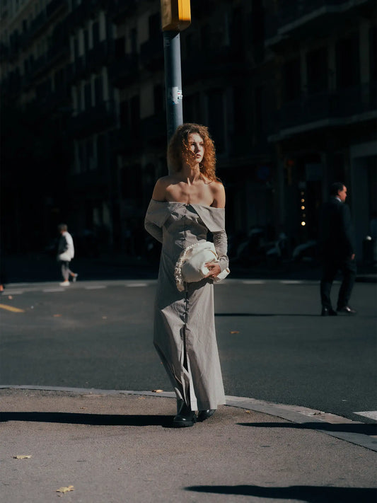 Bardot Brown Striped Off Shoulder Maxi Dress