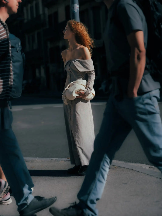 Bardot Brown Striped Off Shoulder Maxi Dress