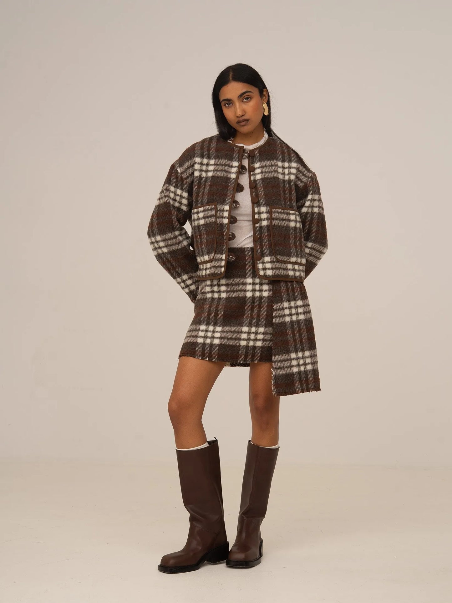 Barefoot Plaid Brown Jacket