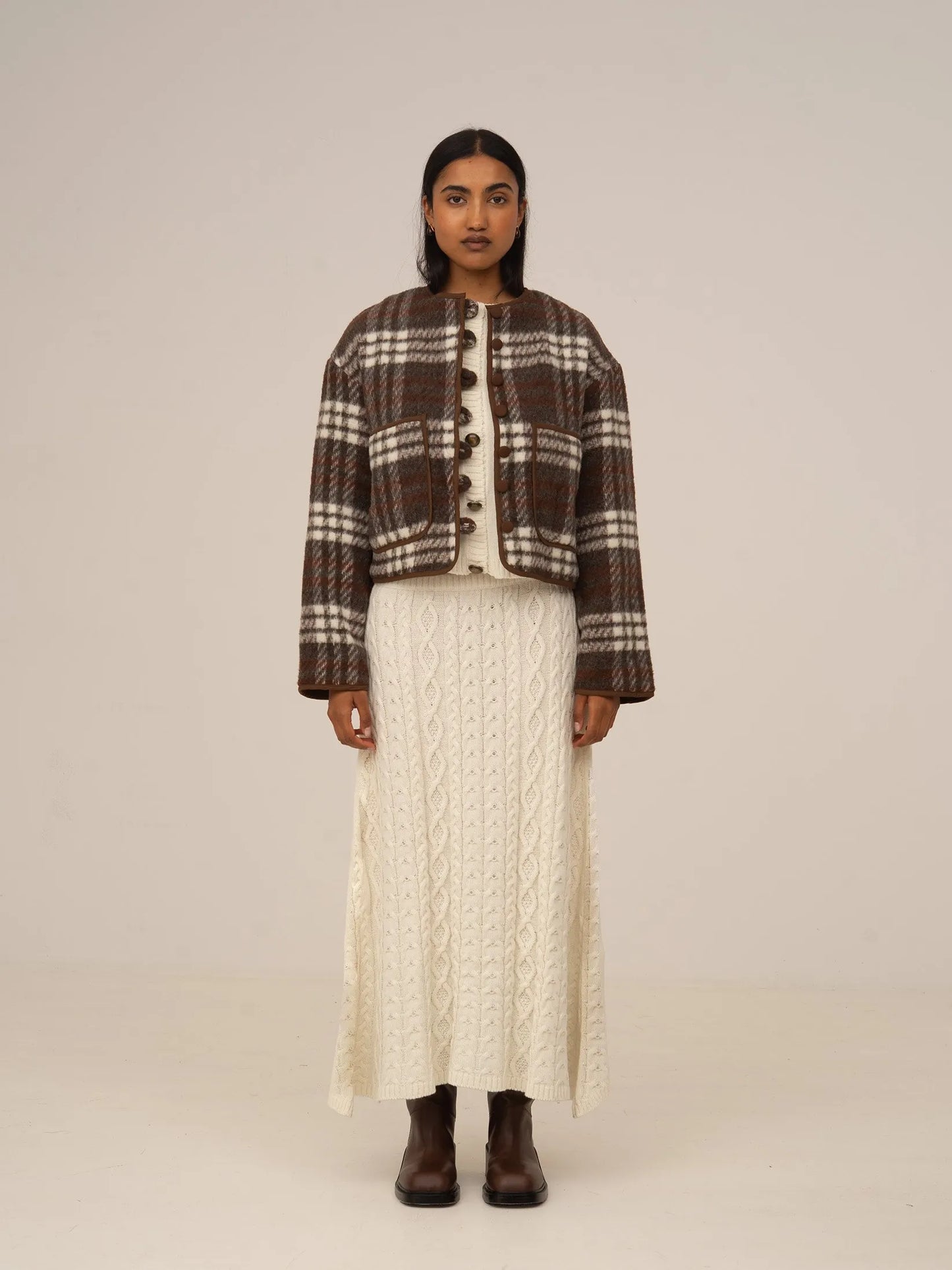 Barefoot Plaid Brown Jacket