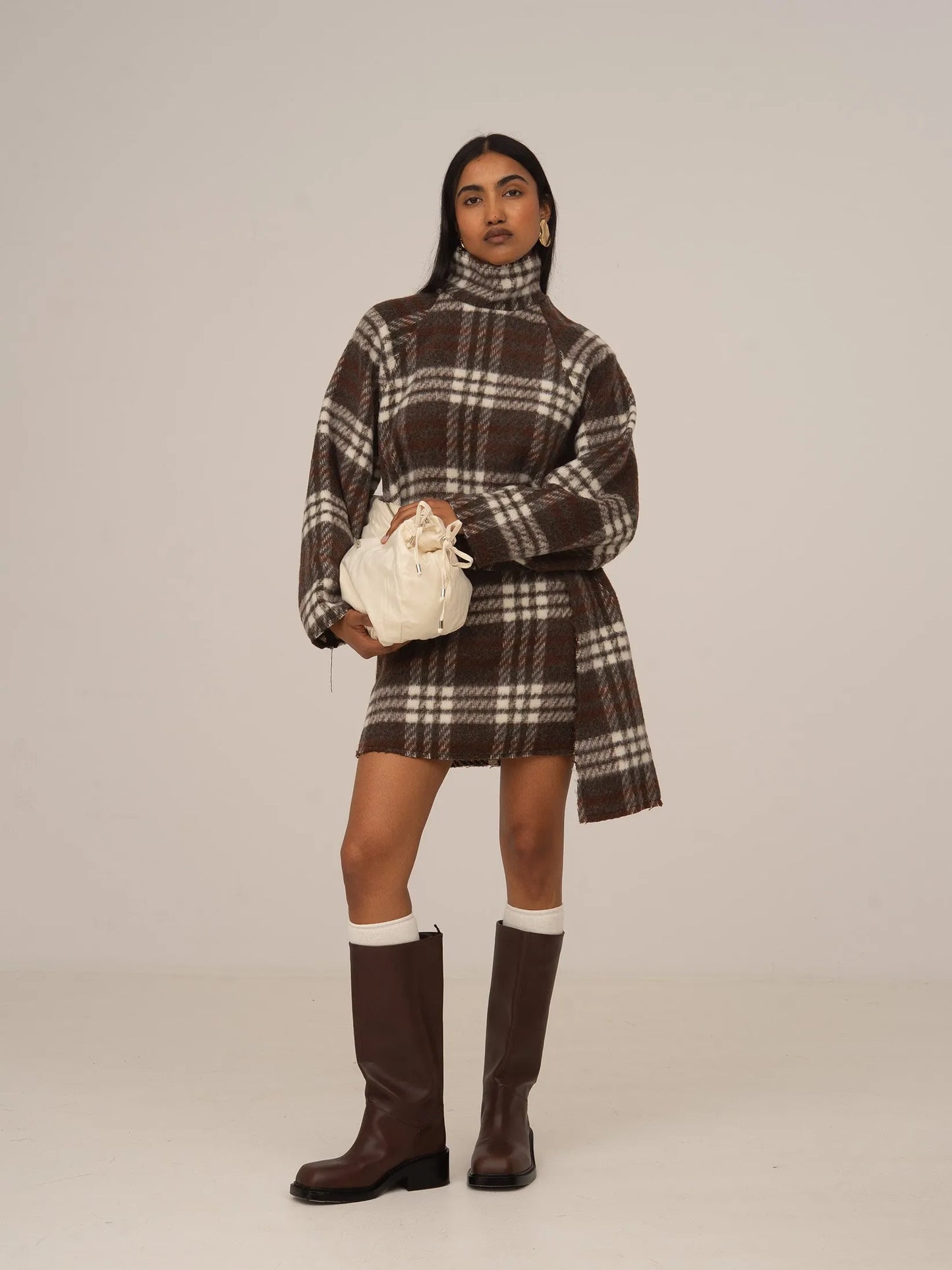 Barefoot Plaid Brown Mini Skirt