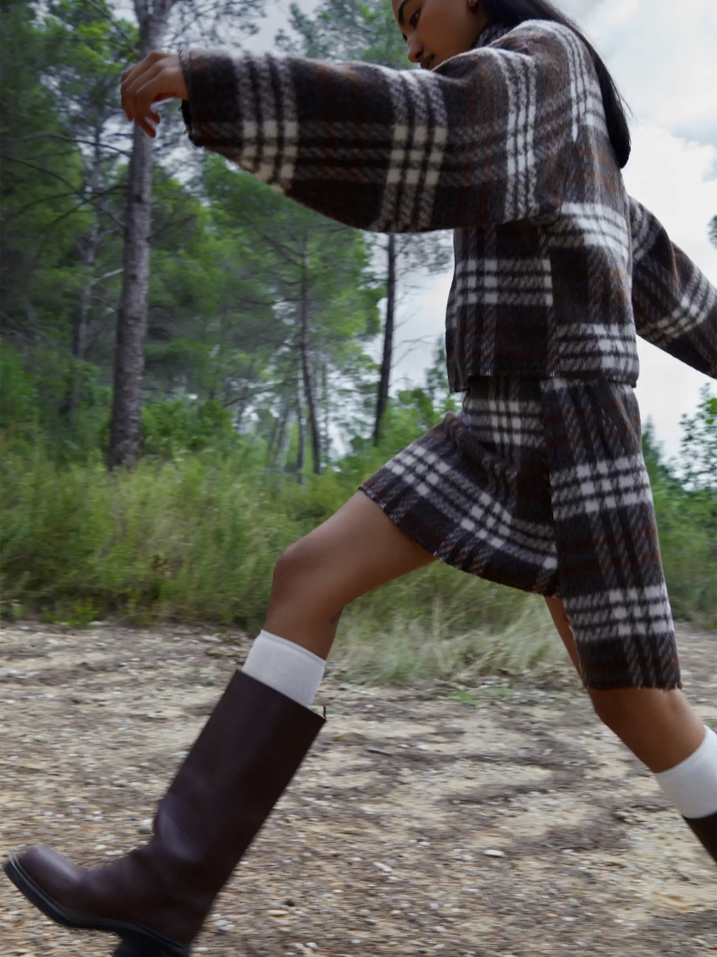 Barefoot Plaid Brown Turtleneck Overshirt