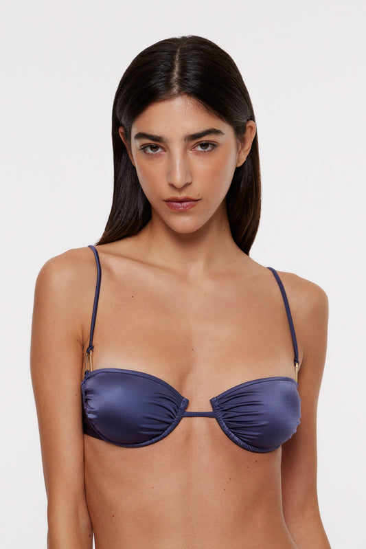 Gala bikini top in charcoal