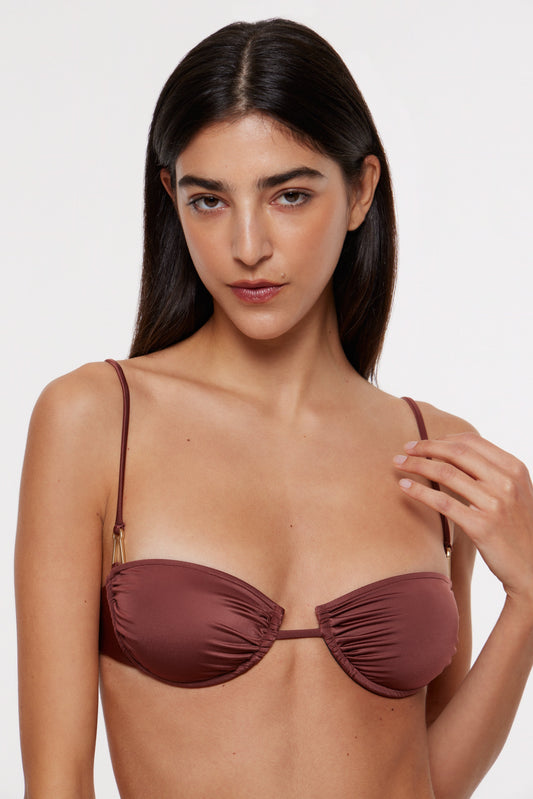 Gala bikini top in chestnut