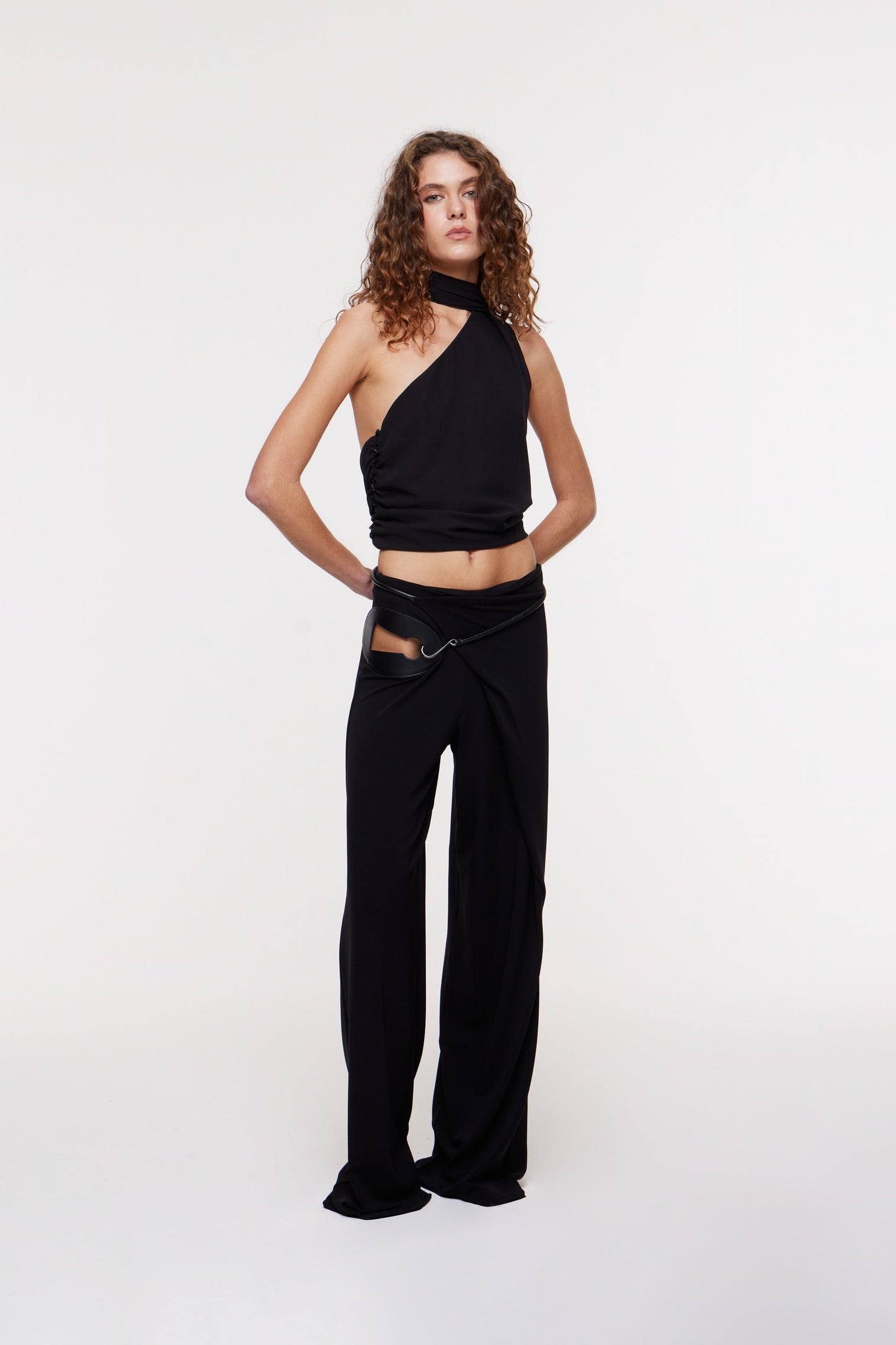 Nara wrap trousers in black