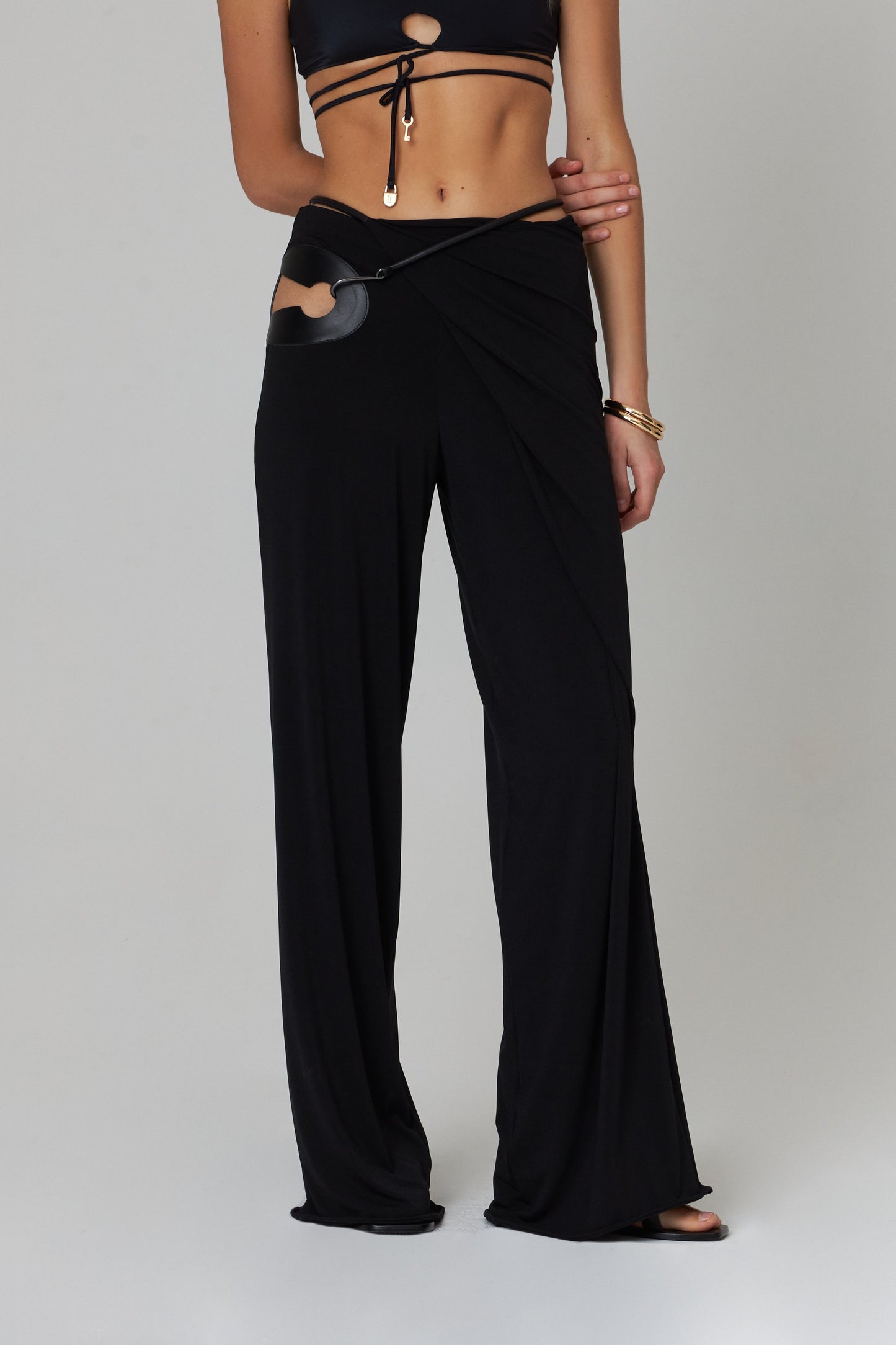 Nara wrap trousers in black