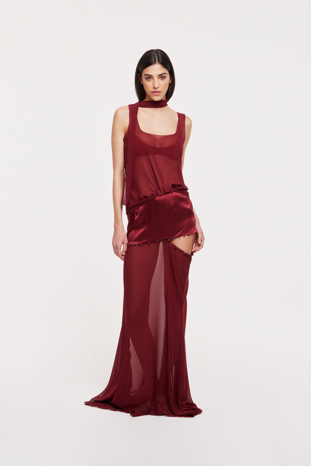 Aura maxi skirt in wine