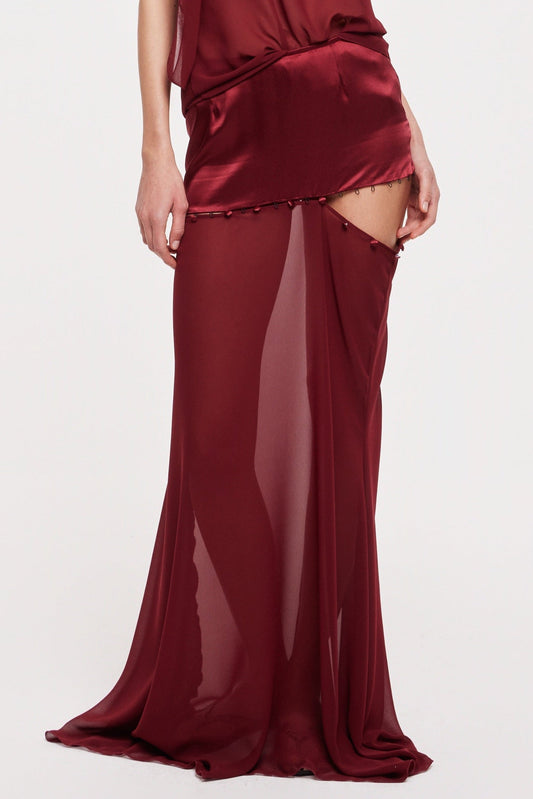 Aura maxi skirt in wine