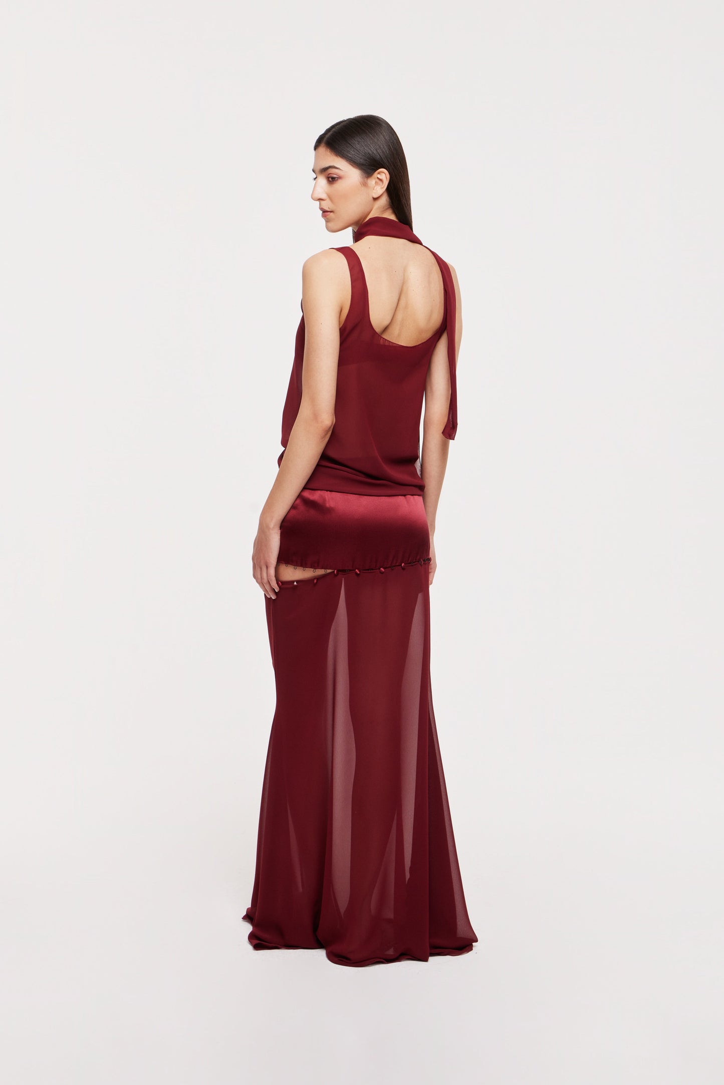 Aura maxi skirt in wine