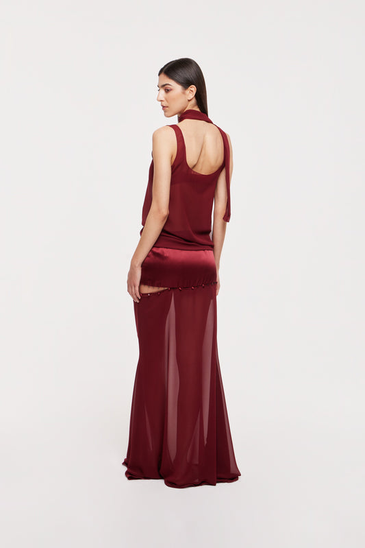 Aura maxi skirt in wine
