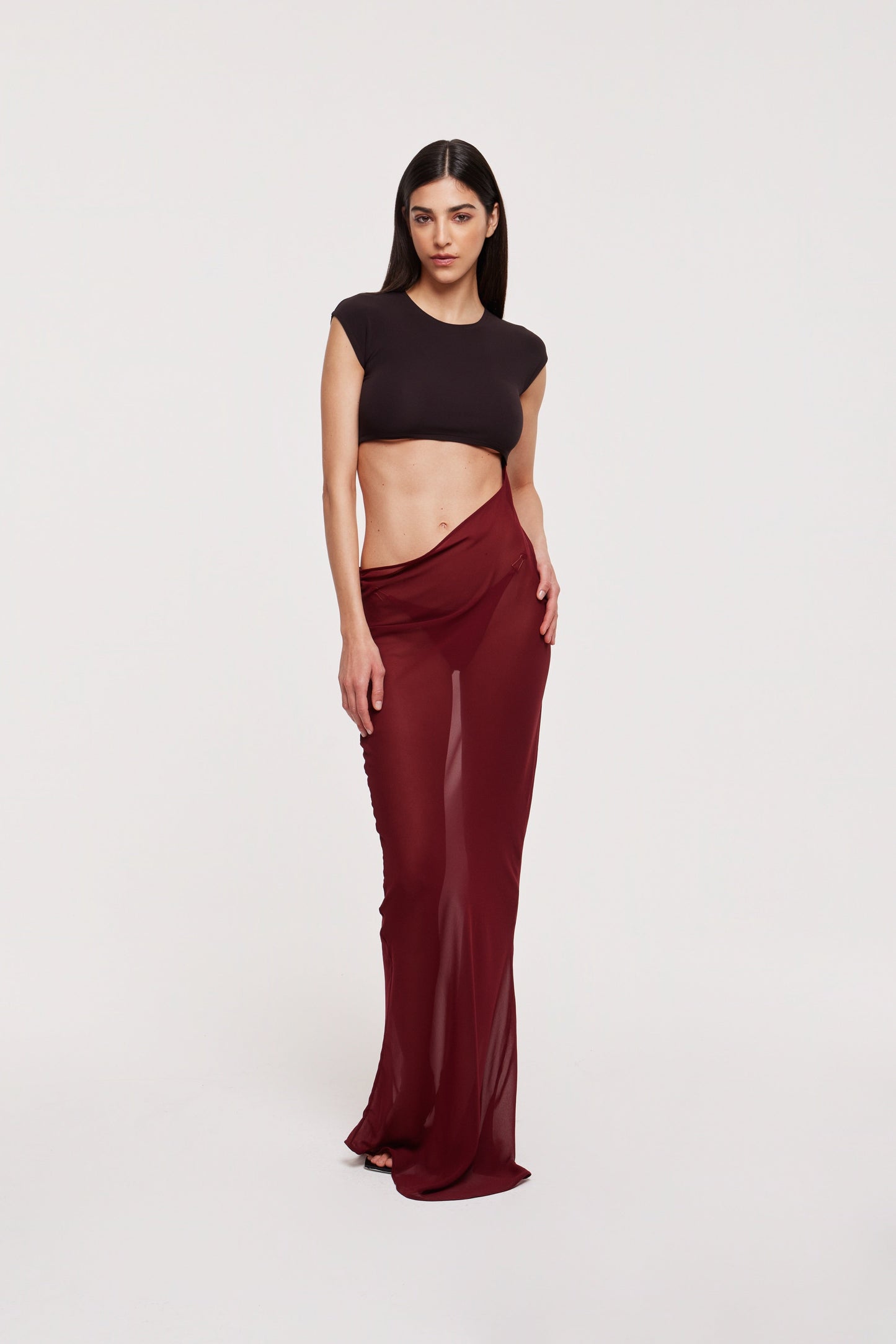Rio maxi dress in coffee & wine