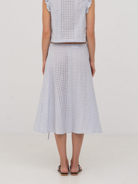 Blue Lumora White Midi Skirt falda