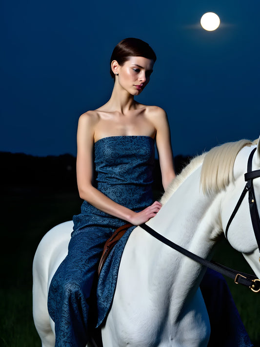 Blue Peony System-Printed Top top