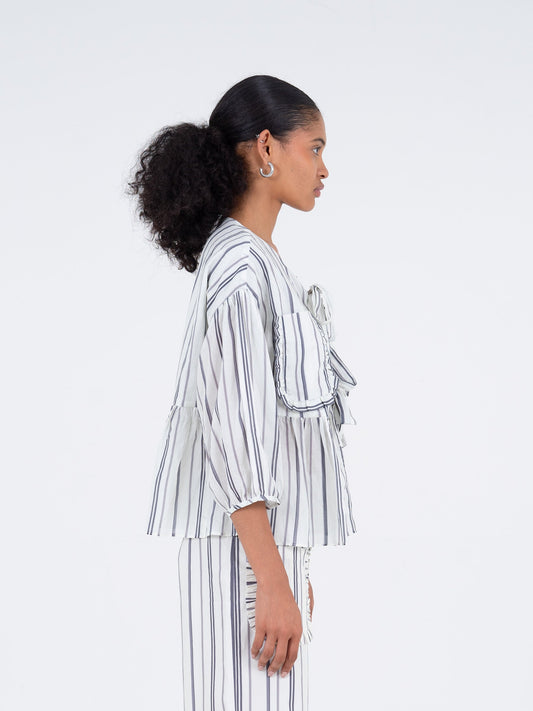 Bluebell Blue Striped Printed Top camisas y camisetas