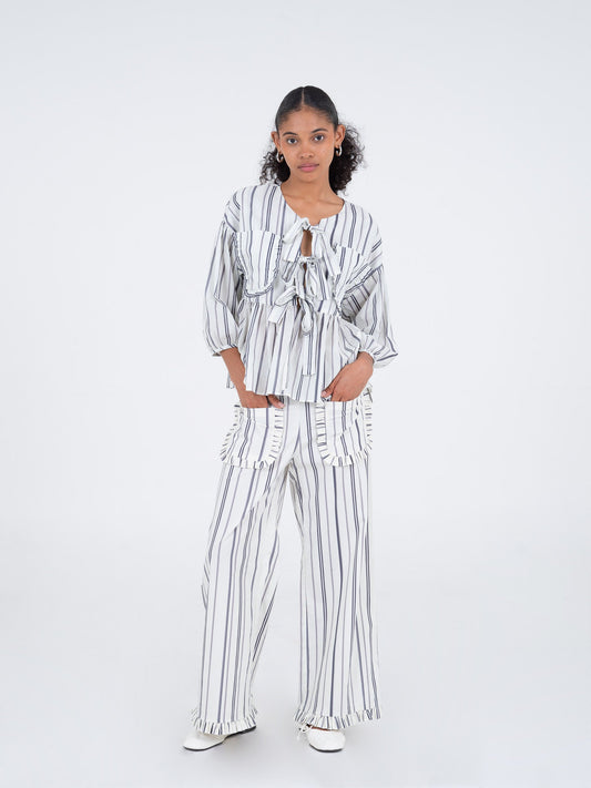 Bluebell Blue Striped Printed Top camisas y camisetas