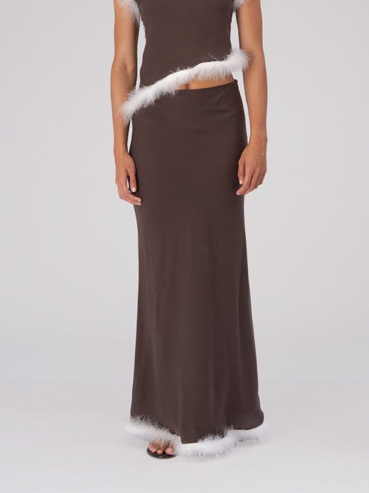 Brown Balance Feather Skirt falda
