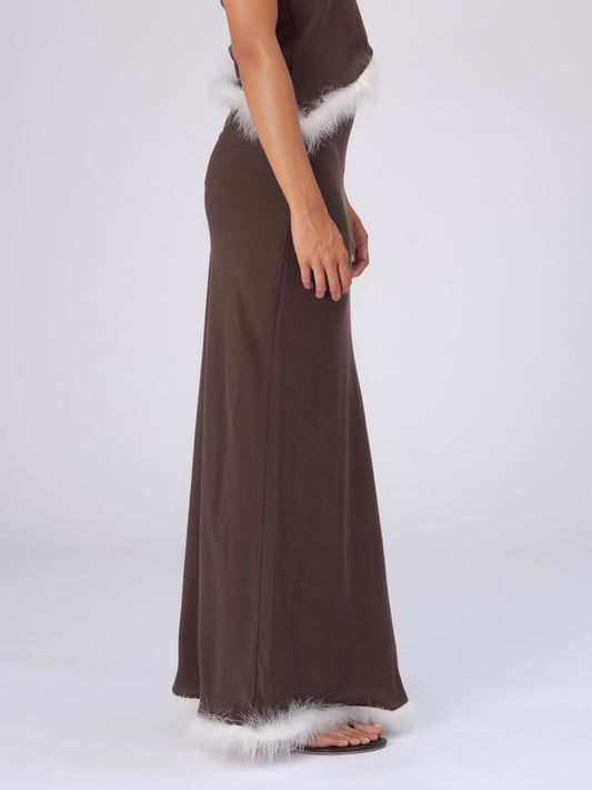 Brown Balance Feather Skirt falda