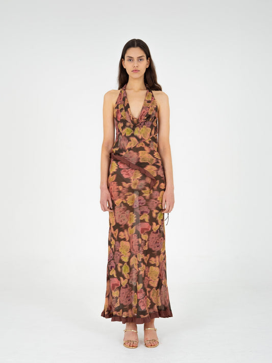 Brown Ice Flower Print Top camisas y camisetas