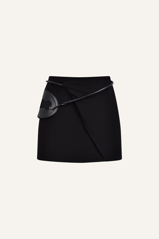 Bruna wrap mini skirt in black