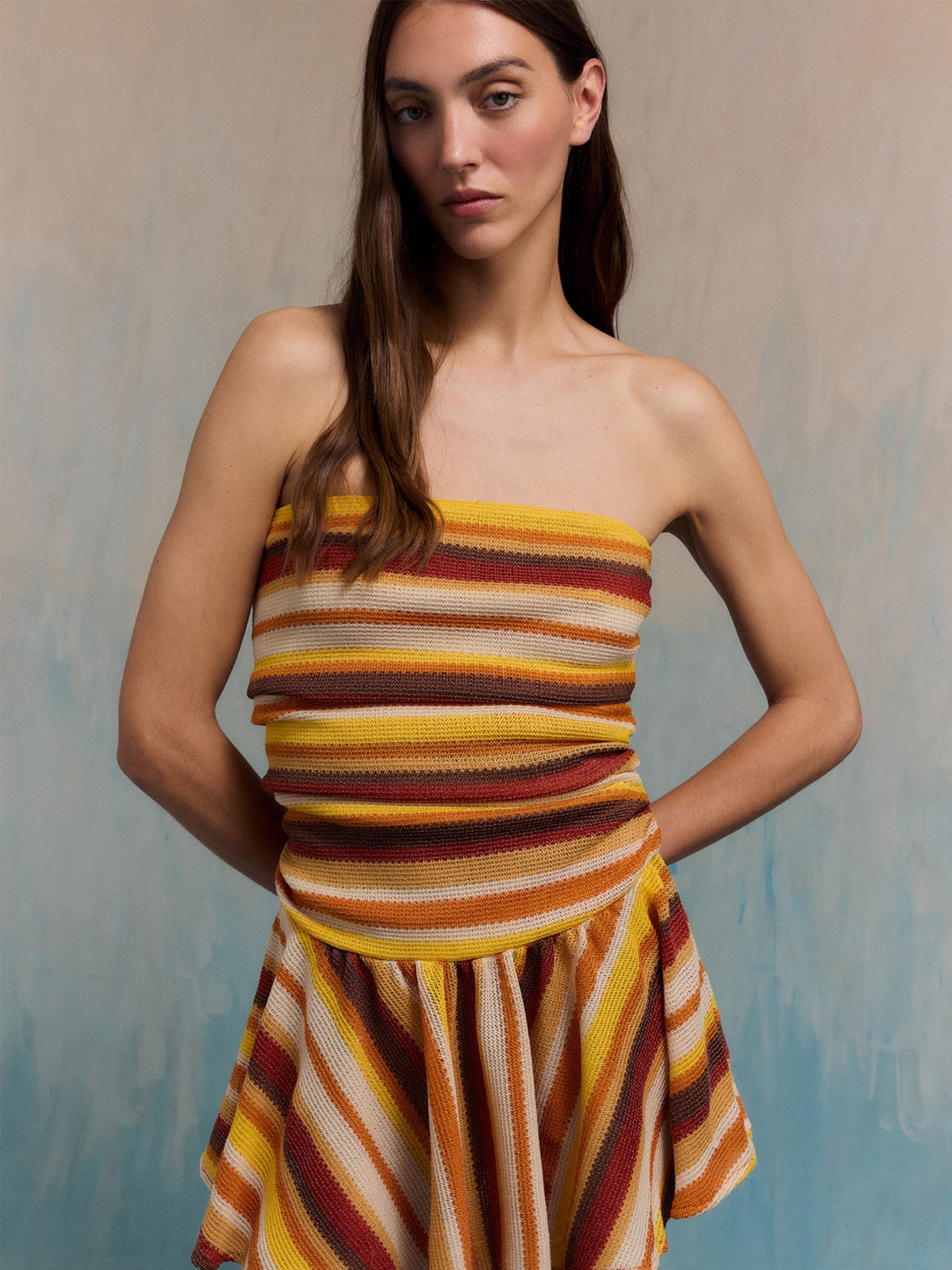 Sunlight Striped Knit Mini Dress