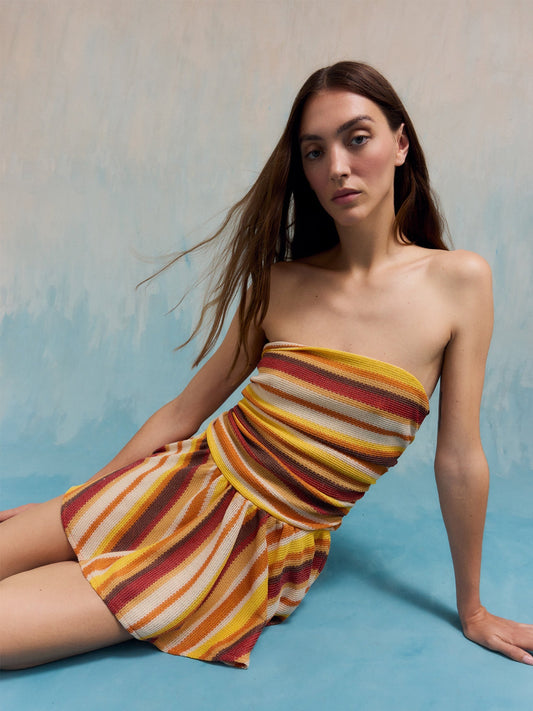 Sunlight Striped Knit Mini Dress