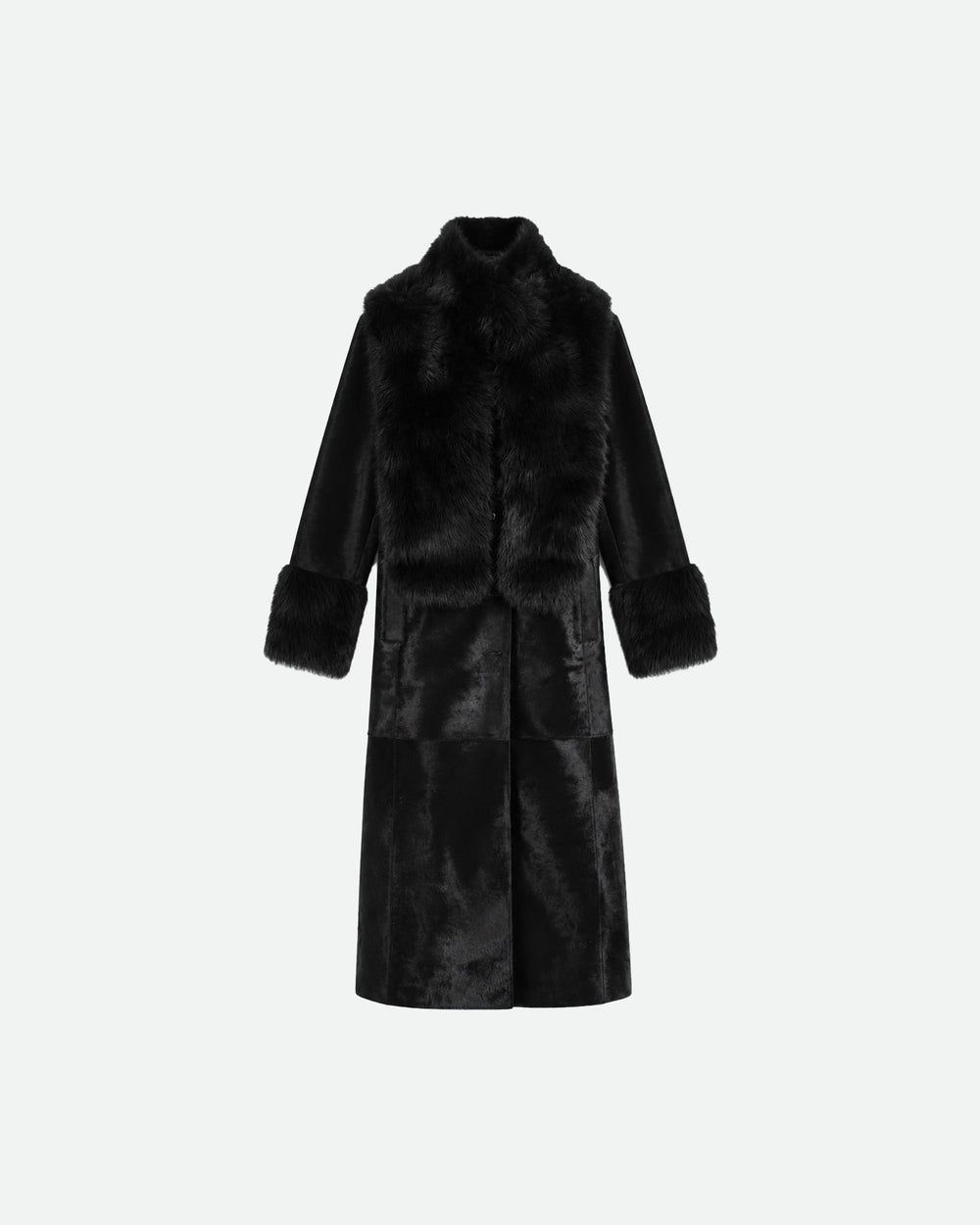 Black Pony Scarf Long Coat