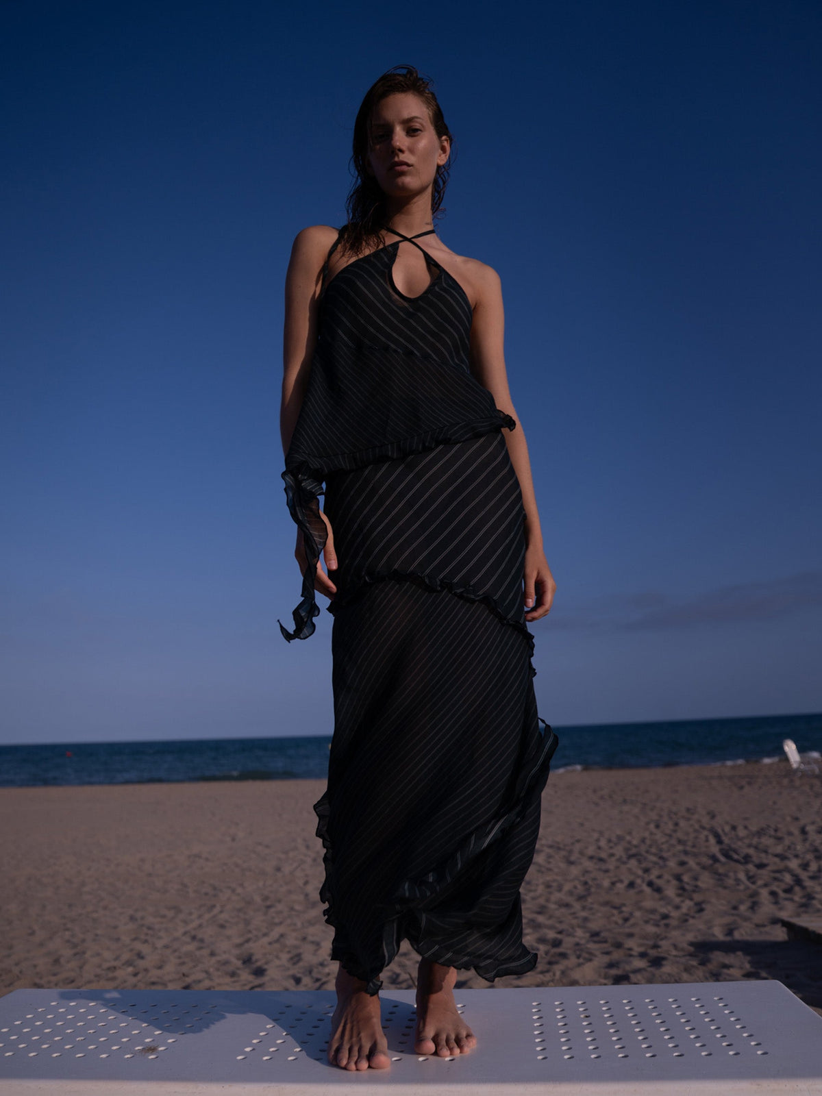 Midnight Blue Striped Ecstasy Skirt