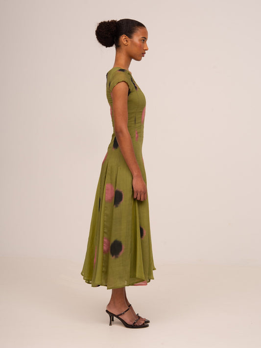 Honour Green Polka Dot Print Occasion Dress